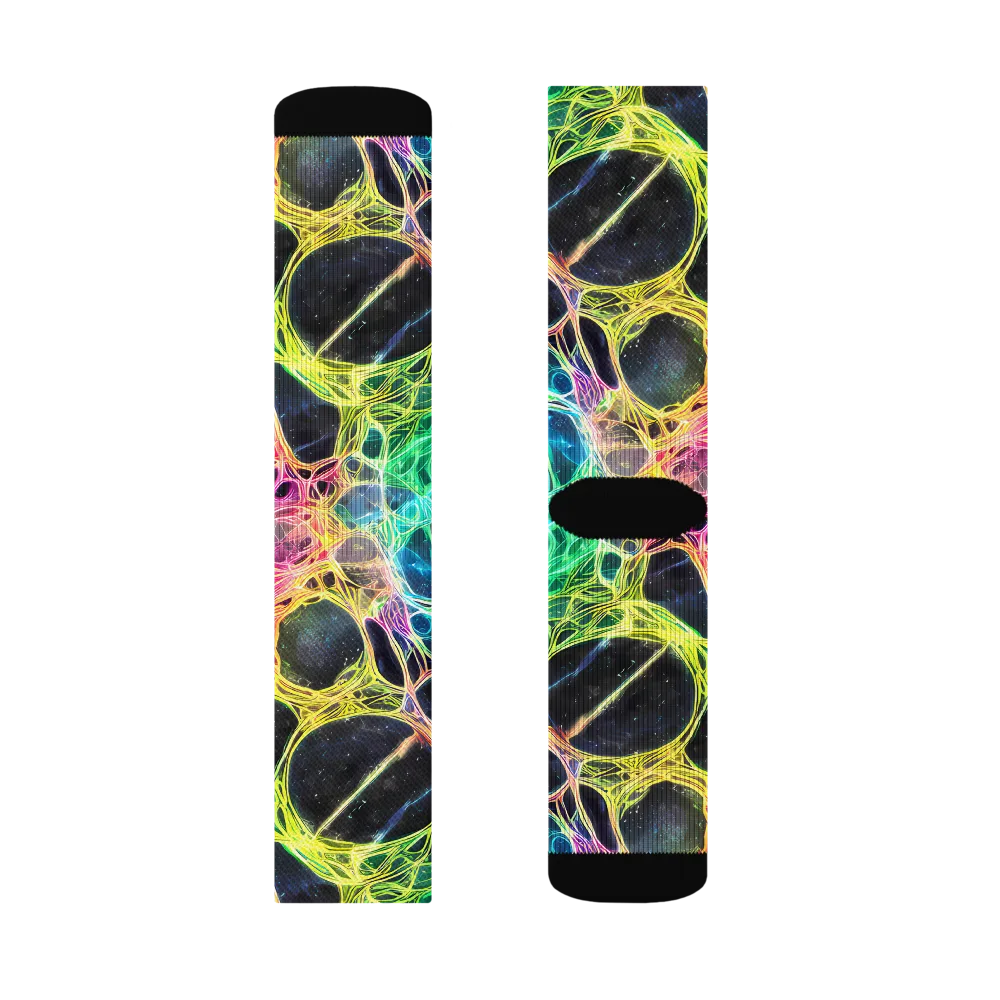 Neon Celestial Web on Socks — Right Sock