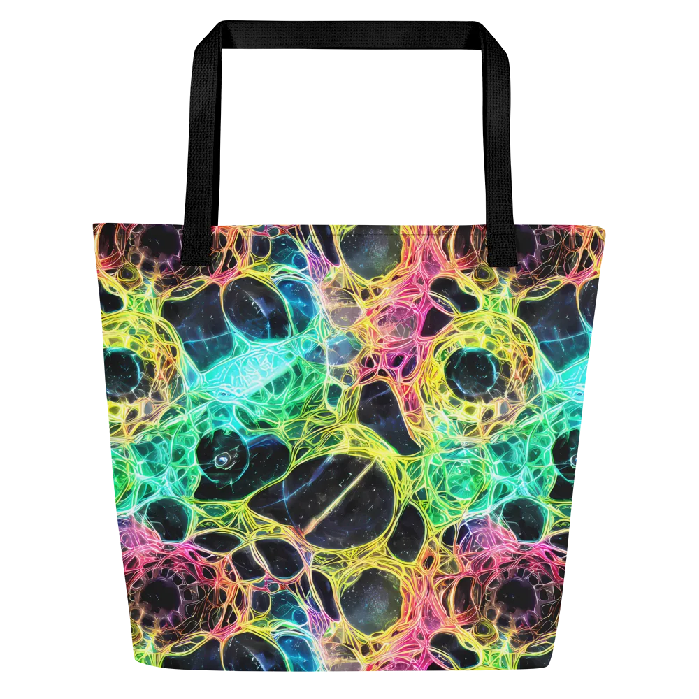 Neon Celestial Web on Large Tote Bag W/ Pocket — Front