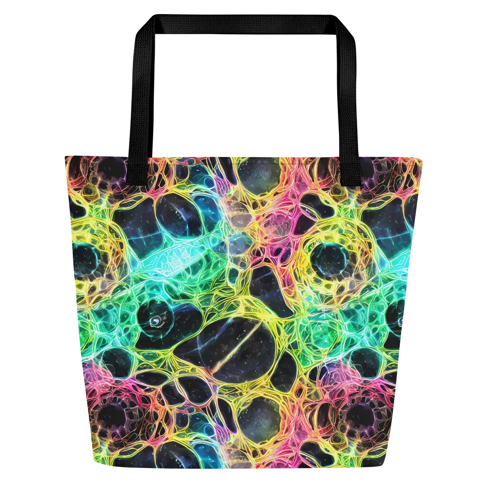 Neon Celestial Web on Large Tote Bag W/ Pocket — Front