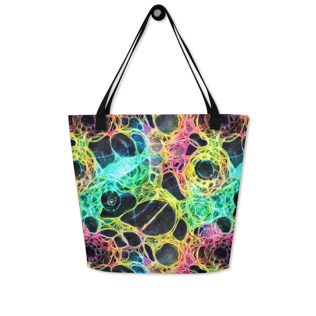 Neon Celestial Web on Large Tote Bag W/ Pocket — Front