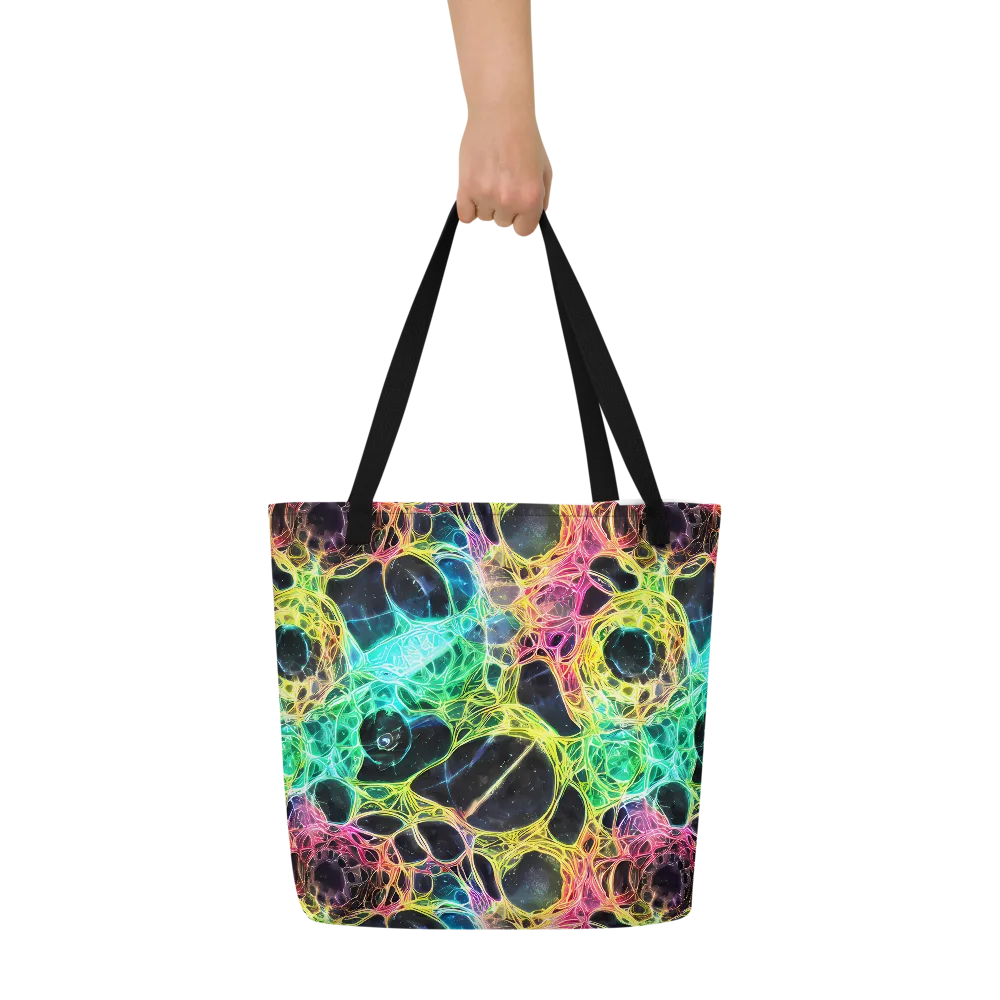 Neon Celestial Web on Large Tote Bag W/ Pocket — Front