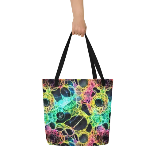 Neon Celestial Web on a Large Tote Bag W/ Pocket