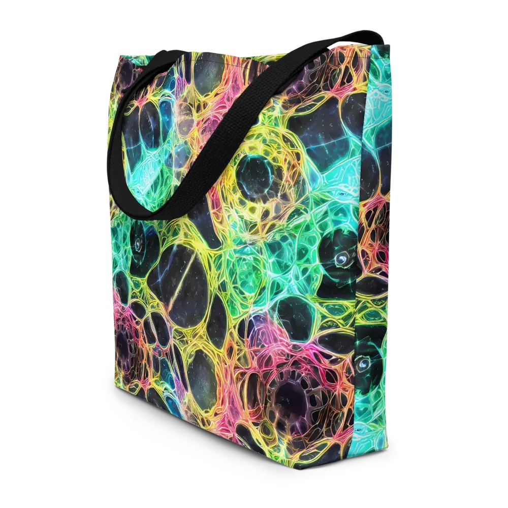 Neon Celestial Web on Large Tote Bag W/ Pocket — Front