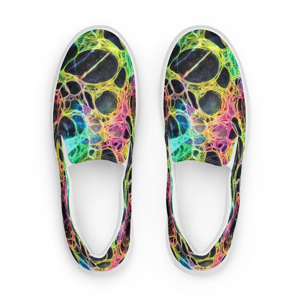 Neon Celestial Web on Women's Slip-On Canvas Shoes — Front