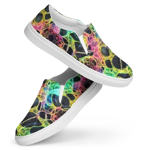 Neon Celestial Web on a Women's Slip-On Canvas Shoes