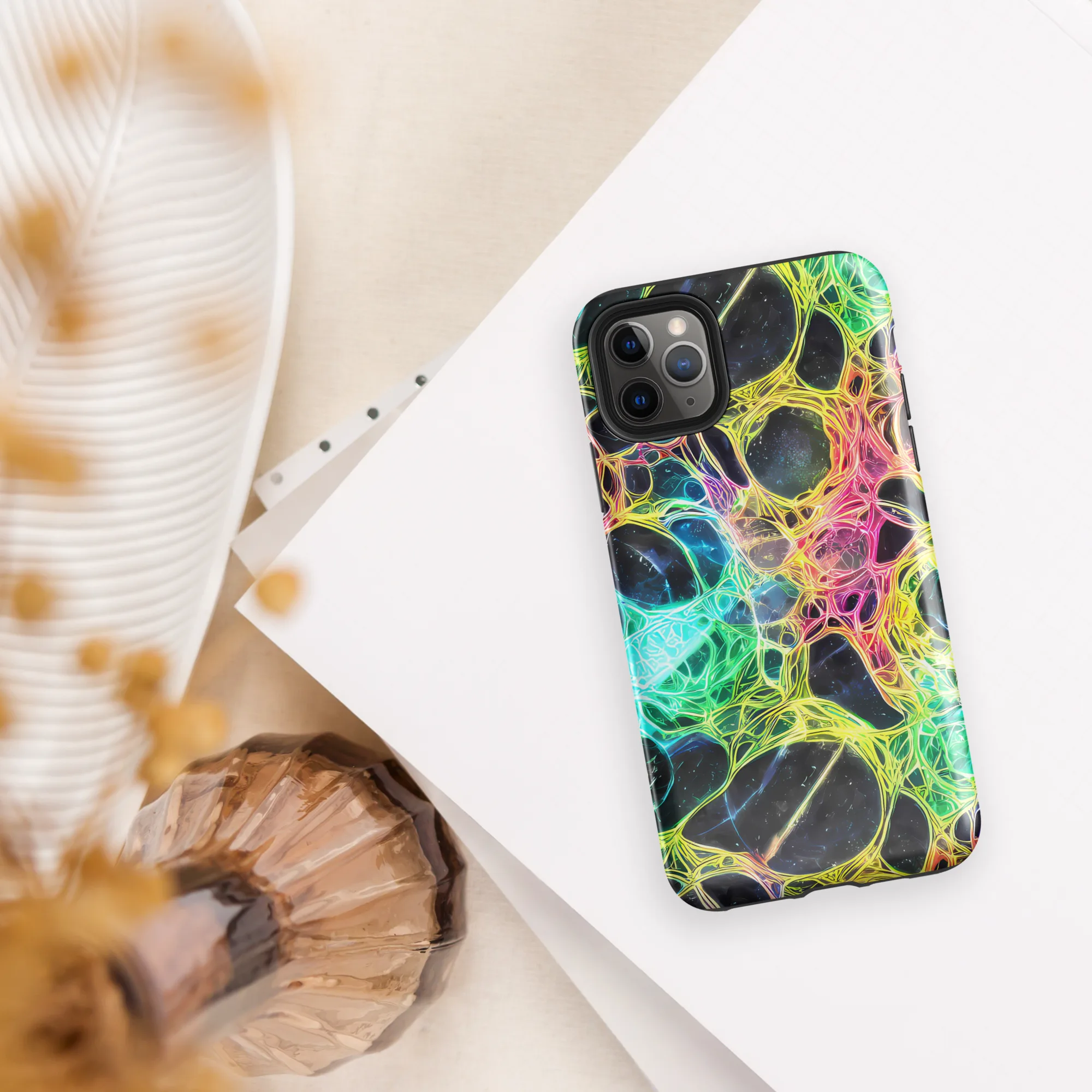 Neon Celestial Web on Tough Case for iPhone® — Front