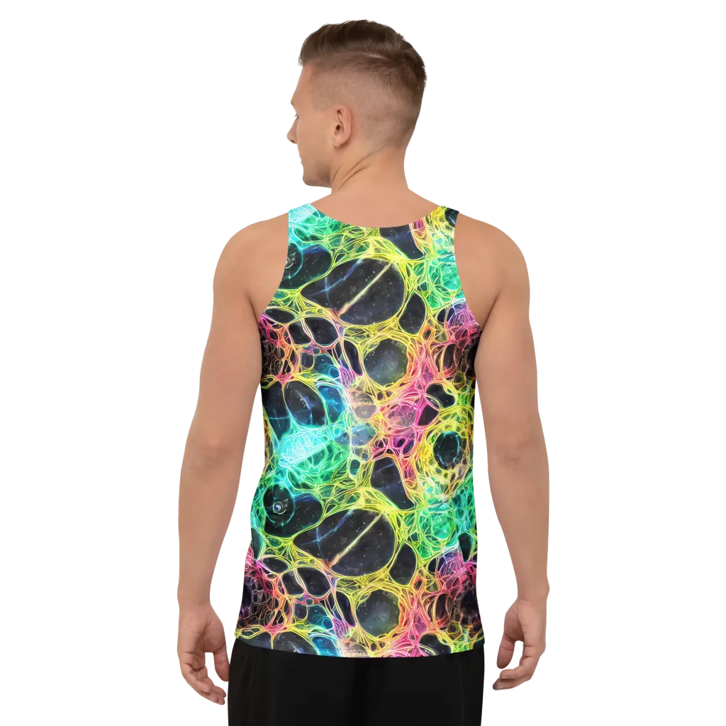 Neon Celestial Web on Men's Tank Top — Back