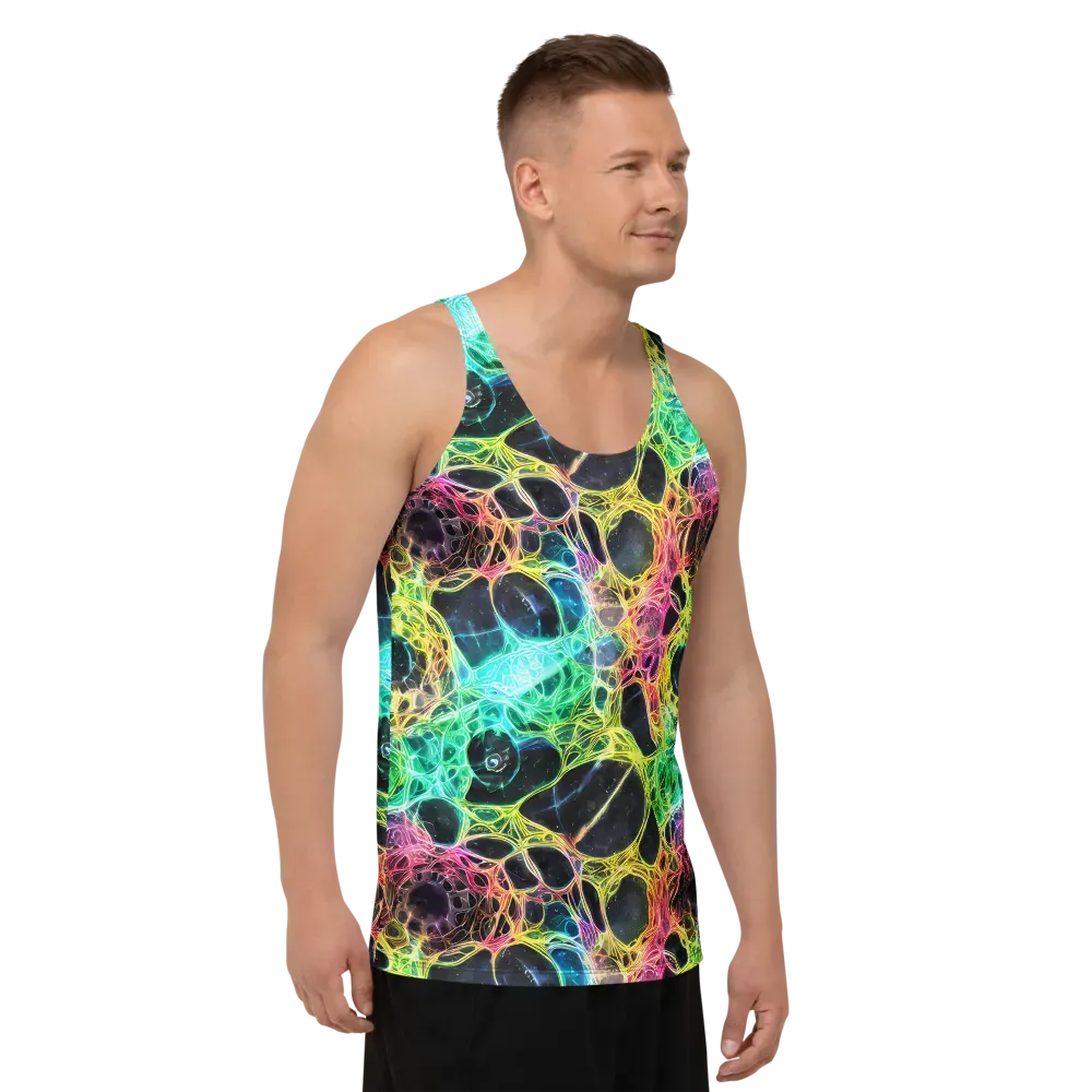 Neon Celestial Web on Men's Tank Top — Right Front