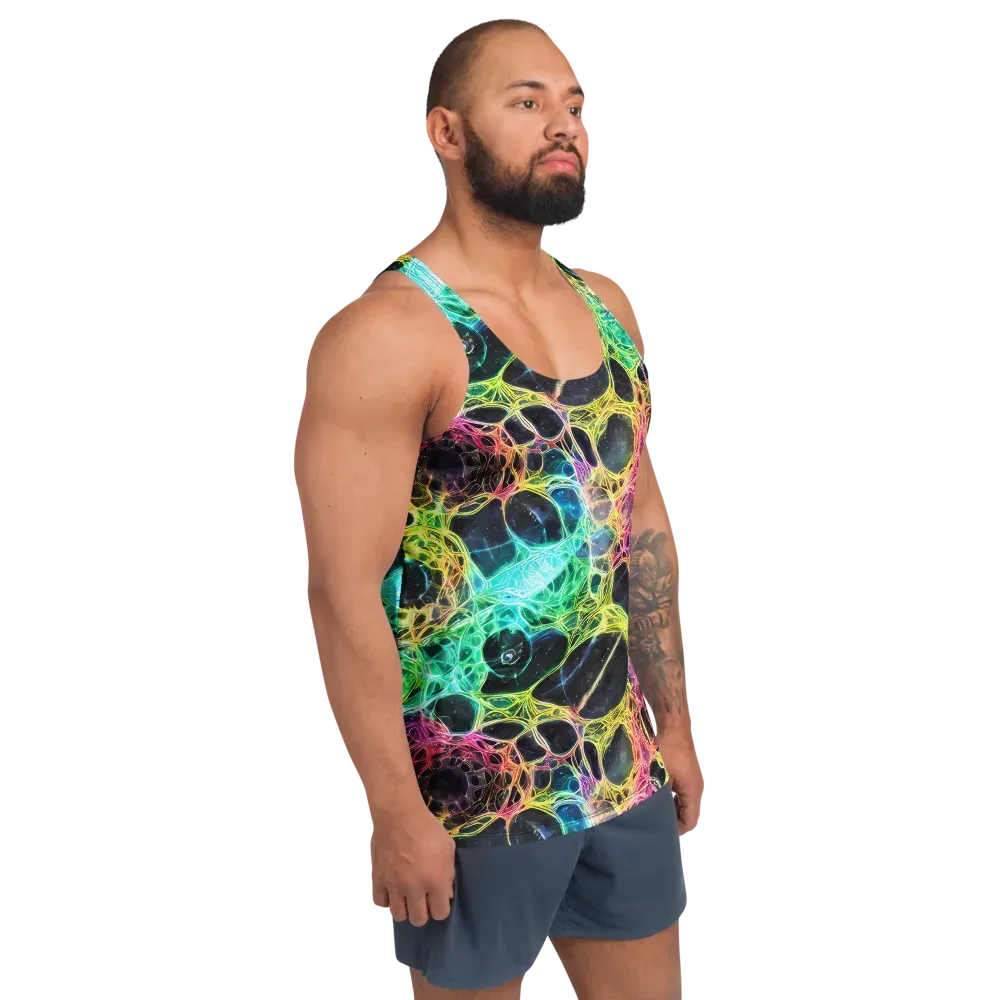 Neon Celestial Web on Men's Tank Top — Right Front