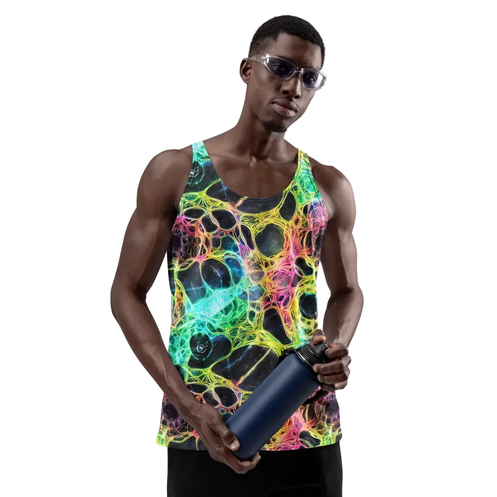 Neon Celestial Web on Men's Tank Top — Front