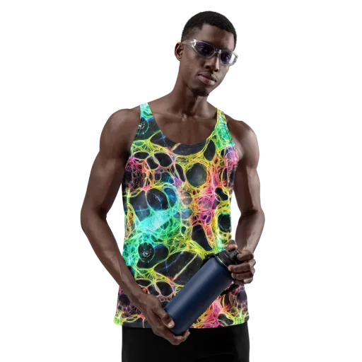 Neon Celestial Web on a Men's Tank Top