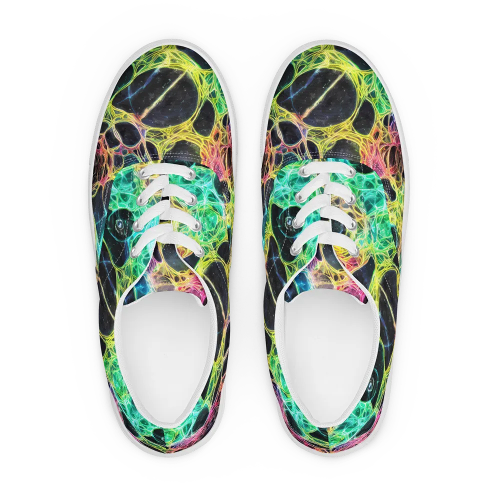 Neon Celestial Web on Men's Lace-Up Canvas Shoes — Front