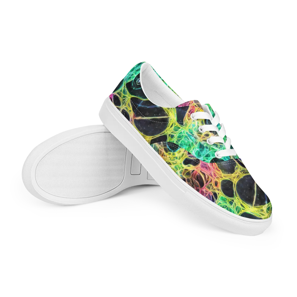 Neon Celestial Web on Men's Lace-Up Canvas Shoes — Right Front