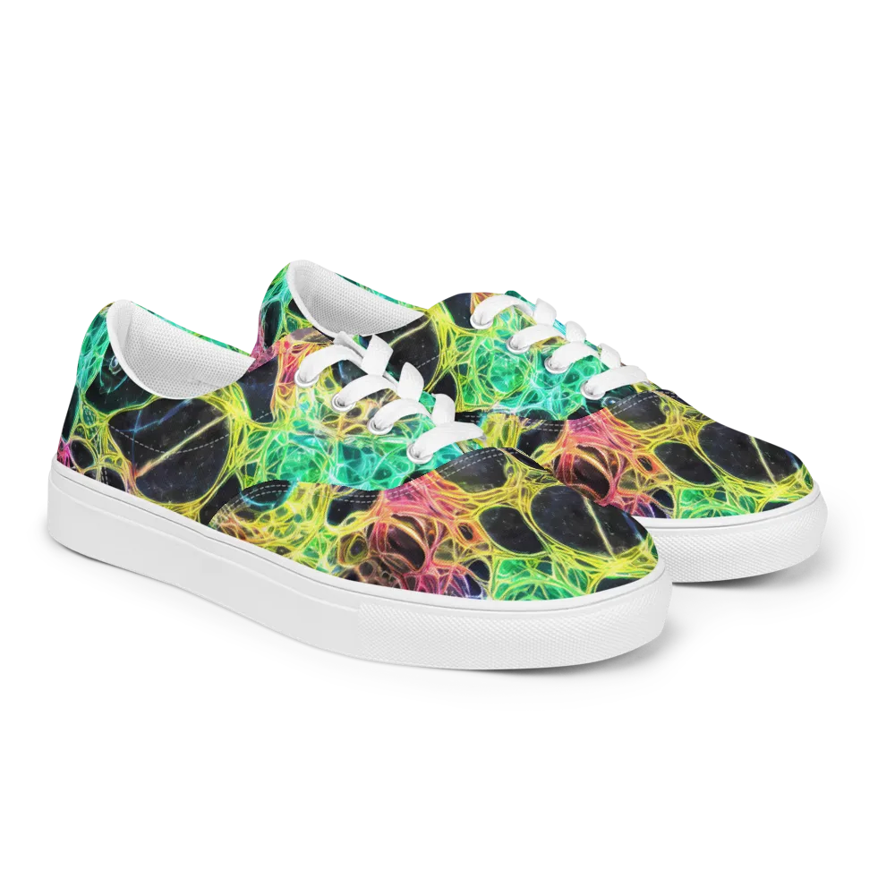 Neon Celestial Web on Men's Lace-Up Canvas Shoes — Right Front
