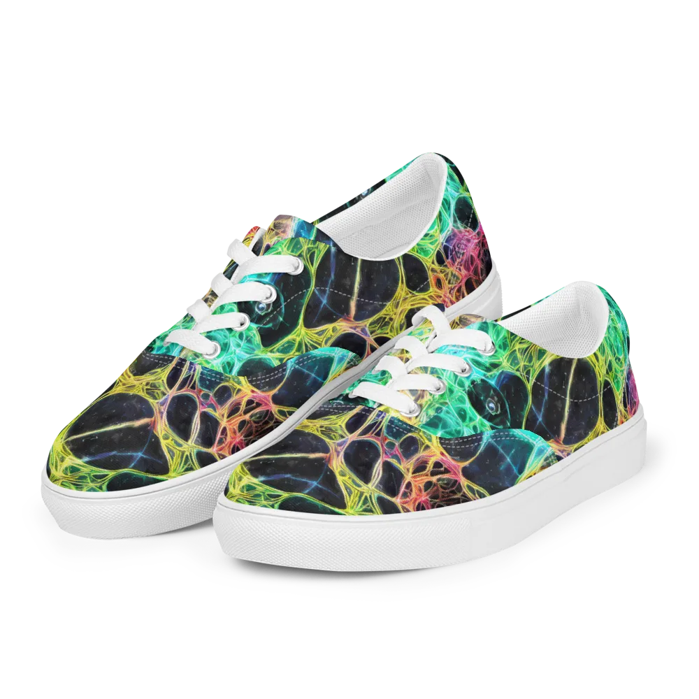 Neon Celestial Web on Men's Lace-Up Canvas Shoes — Left Front