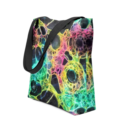 Neon Celestial Web on a Tote Bag