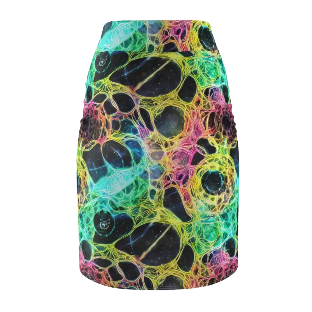 Neon Celestial Web on Pencil Skirt — Back