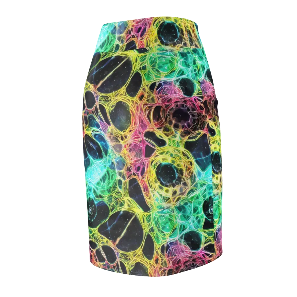 Neon Celestial Web on Pencil Skirt — Back Side