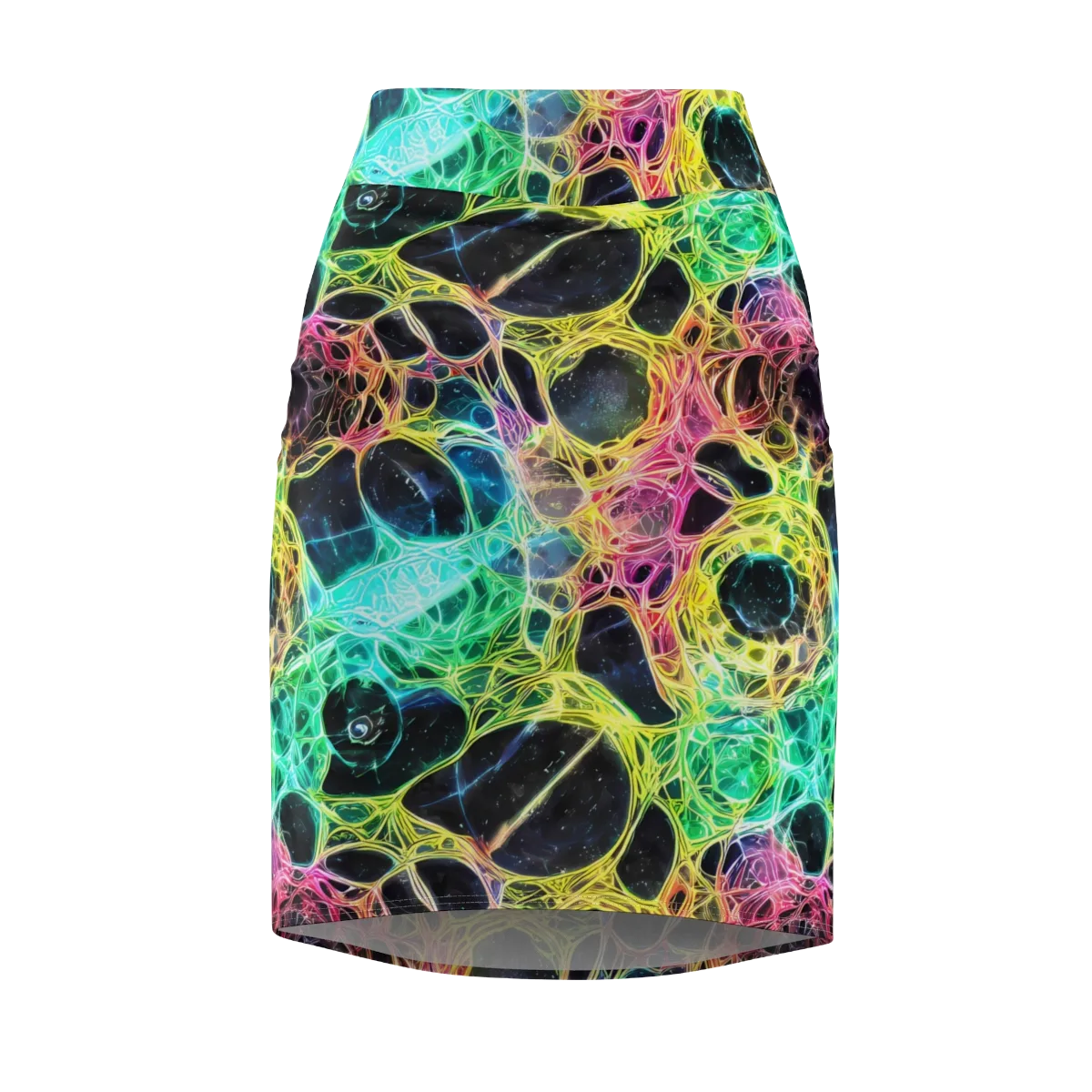 Neon Celestial Web on Pencil Skirt — Front