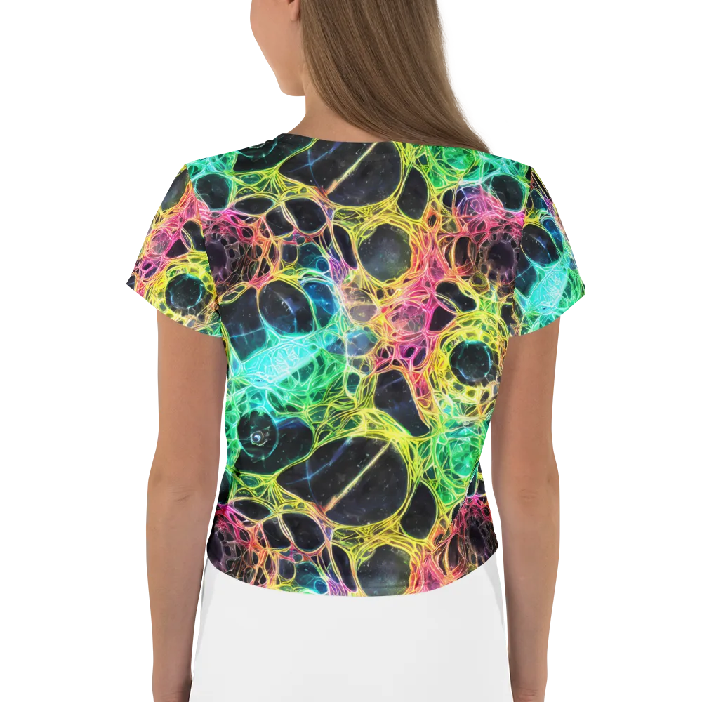 Neon Celestial Web on Crop Tee — Back