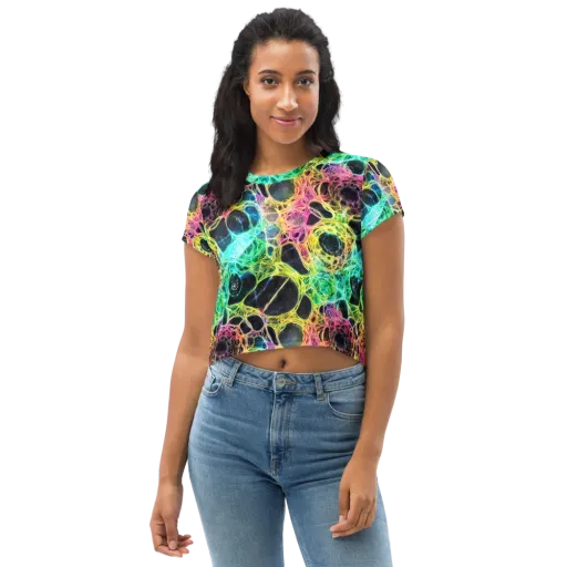 Neon Celestial Web on a Crop Tee