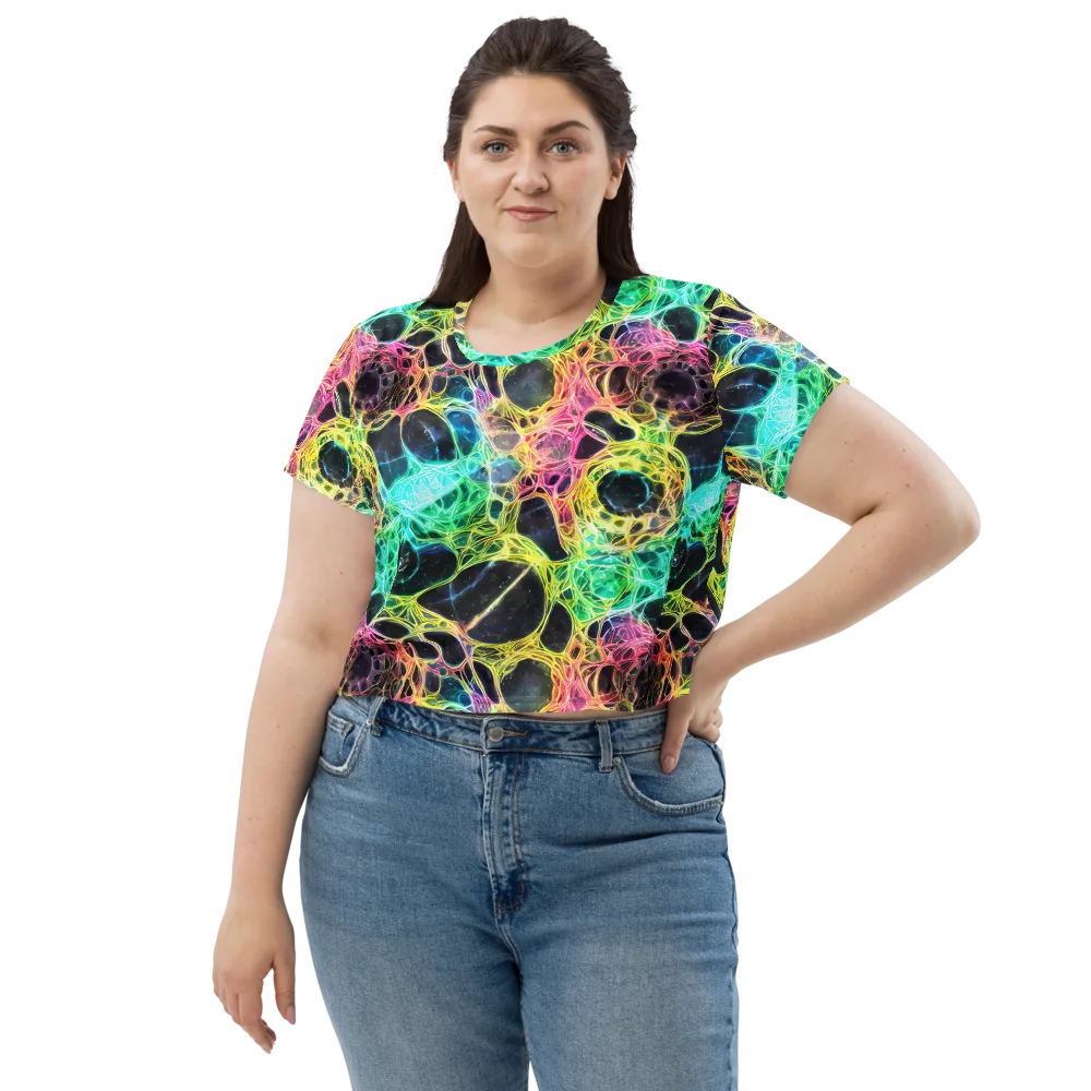 Neon Celestial Web on Crop Tee — Front