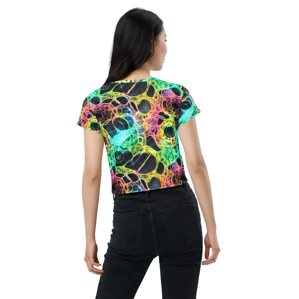 Neon Celestial Web on Crop Tee — Back