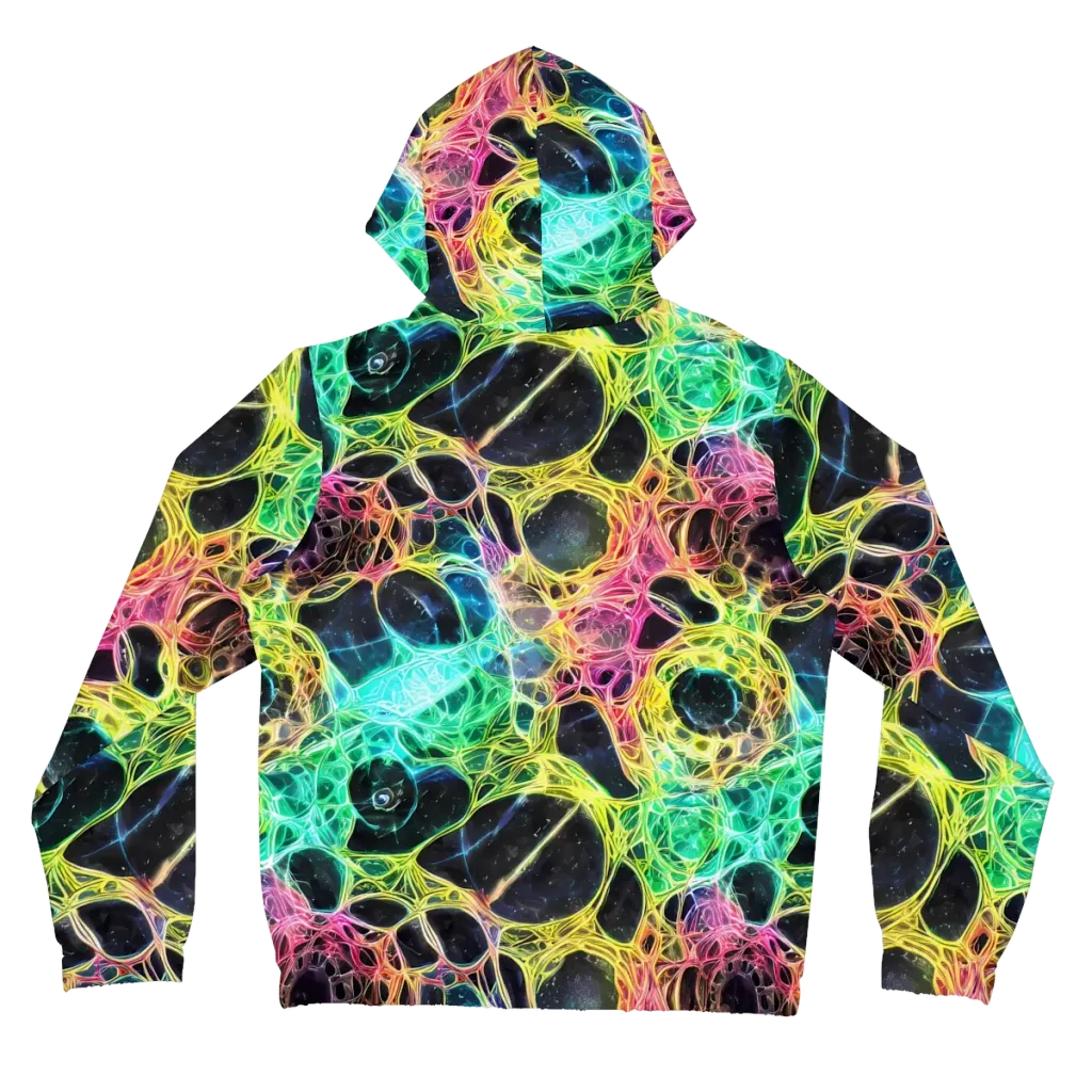 Neon Celestial Web on Women's Full-Zip Hoodie — Back