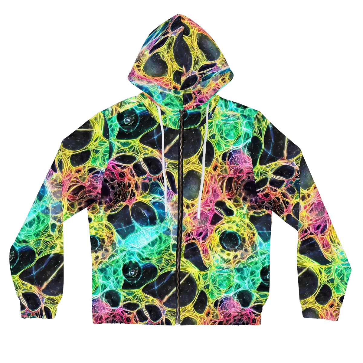 Neon Celestial Web on Women's Full-Zip Hoodie — Front