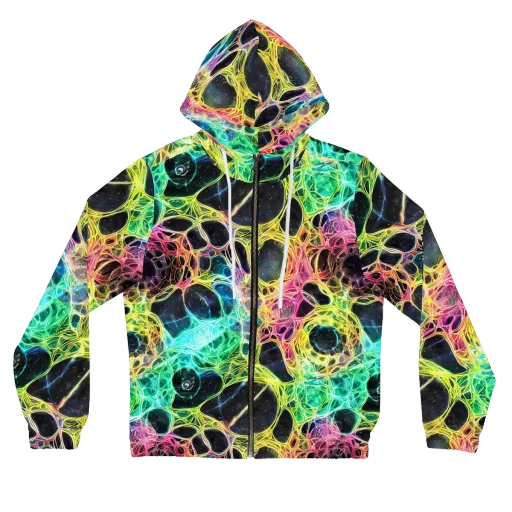 Neon Celestial Web on a Women's Full-Zip Hoodie