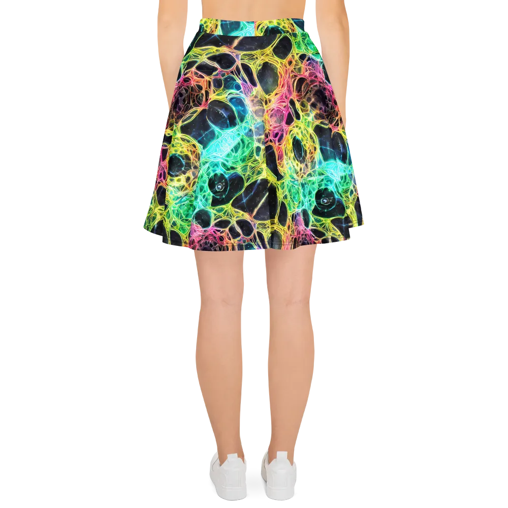Neon Celestial Web on Skater Skirt — Back
