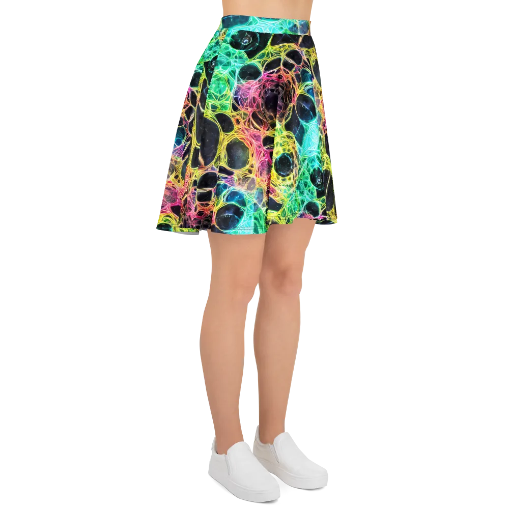 Neon Celestial Web on Skater Skirt — Right