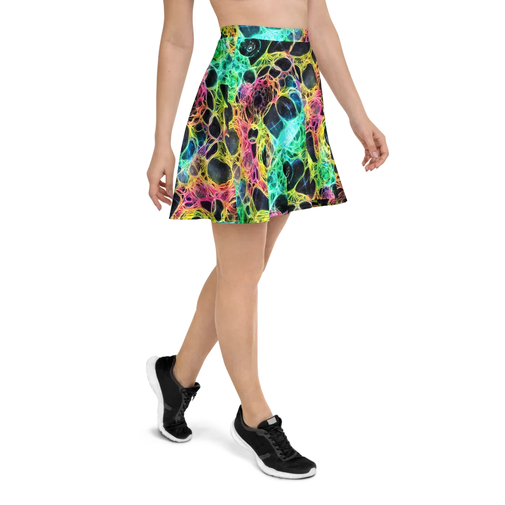 Neon Celestial Web on Skater Skirt — Right