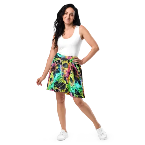 Neon Celestial Web on a Skater Skirt