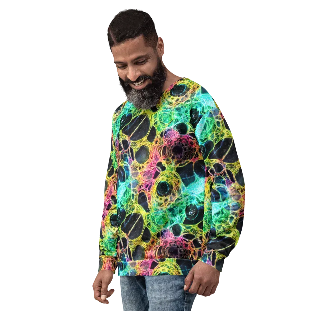 Neon Celestial Web on Sweatshirt — Left Front