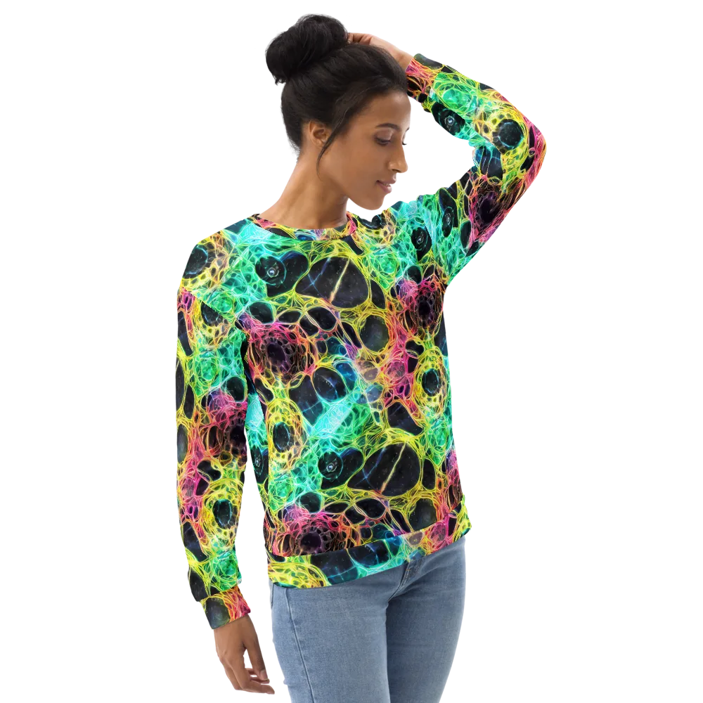 Neon Celestial Web on Sweatshirt — Right Front