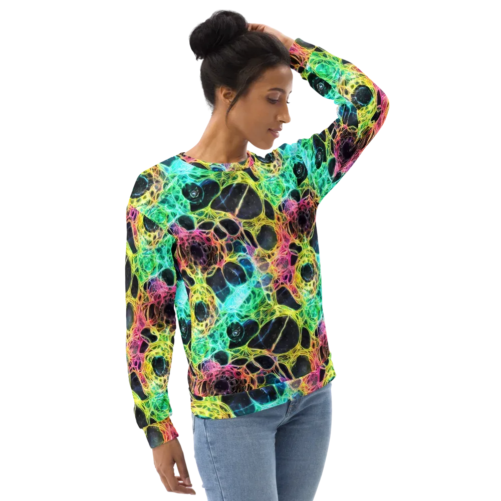 Neon Celestial Web on Sweatshirt — Right Front