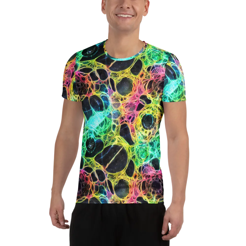 Neon Celestial Web on Men's Athletic T-Shirt — Front