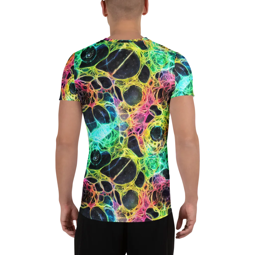 Neon Celestial Web on Men's Athletic T-Shirt — Back
