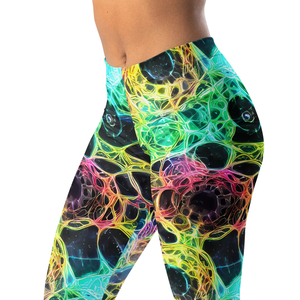 Neon Celestial Web on Leggings — Left Front
