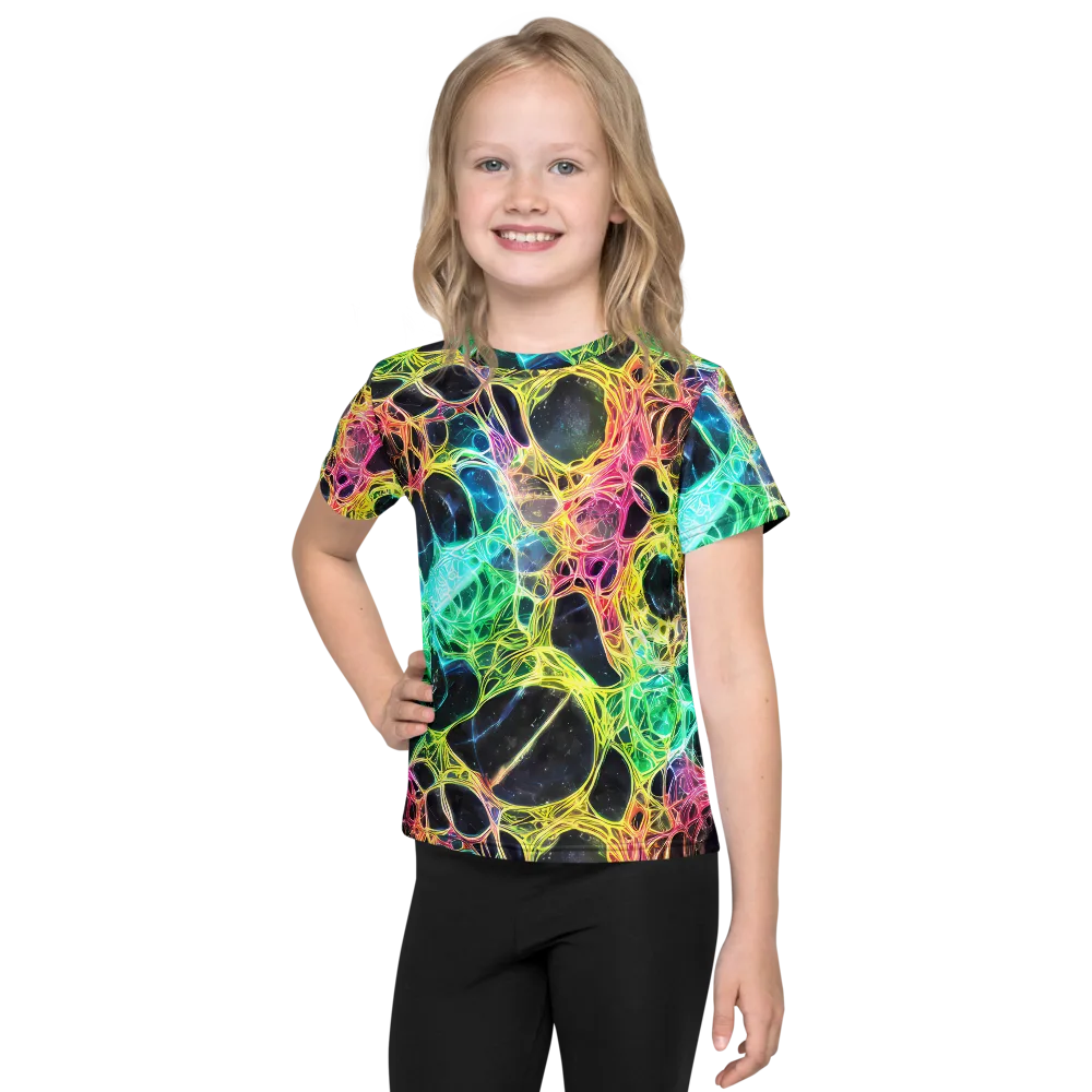Neon Celestial Web on Kids Crew Neck T-Shirt — Front