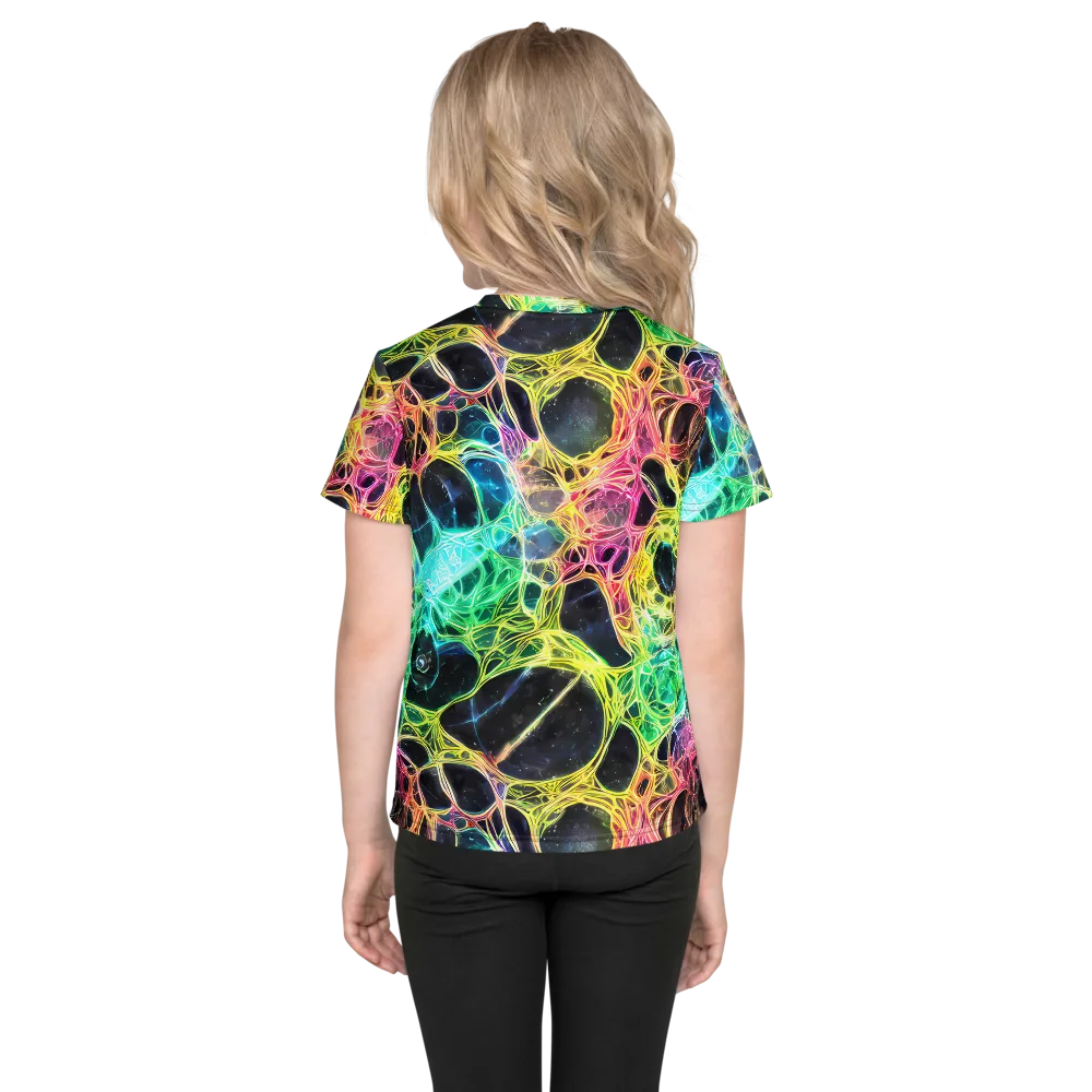 Neon Celestial Web on Kids Crew Neck T-Shirt — Back