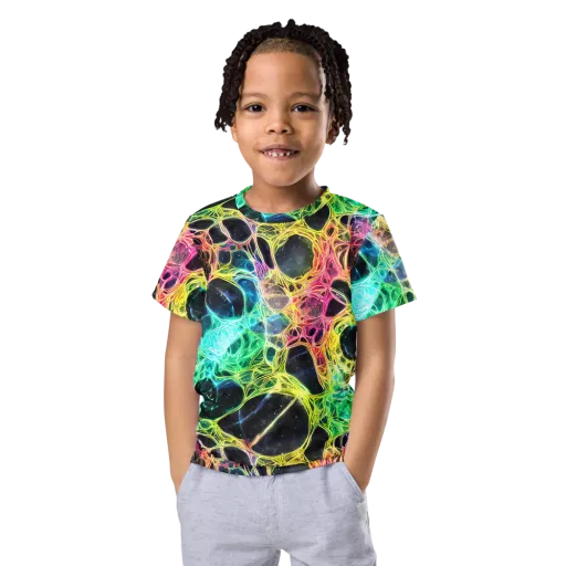 Neon Celestial Web on a Kids Crew Neck T-Shirt