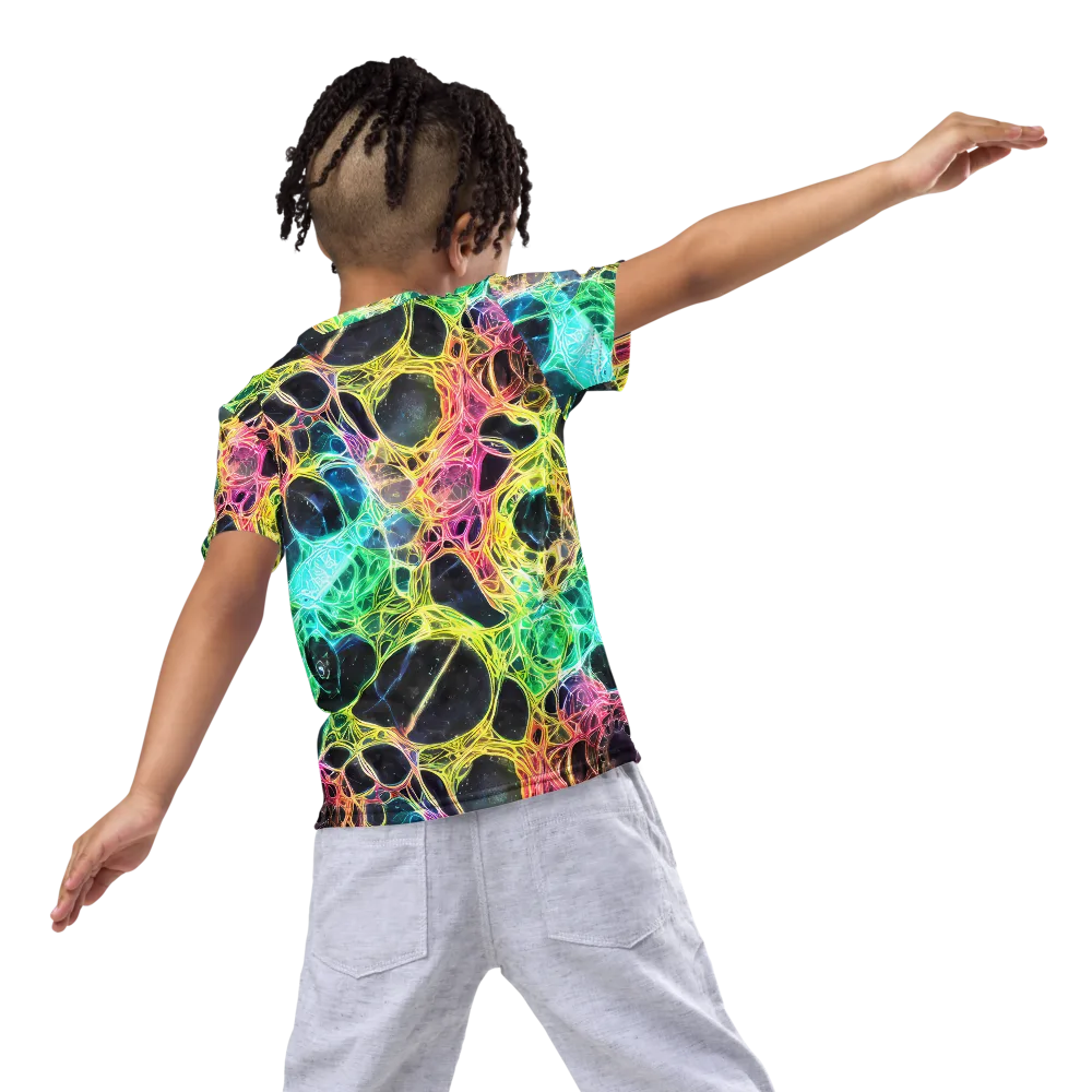 Neon Celestial Web on Kids Crew Neck T-Shirt — Back