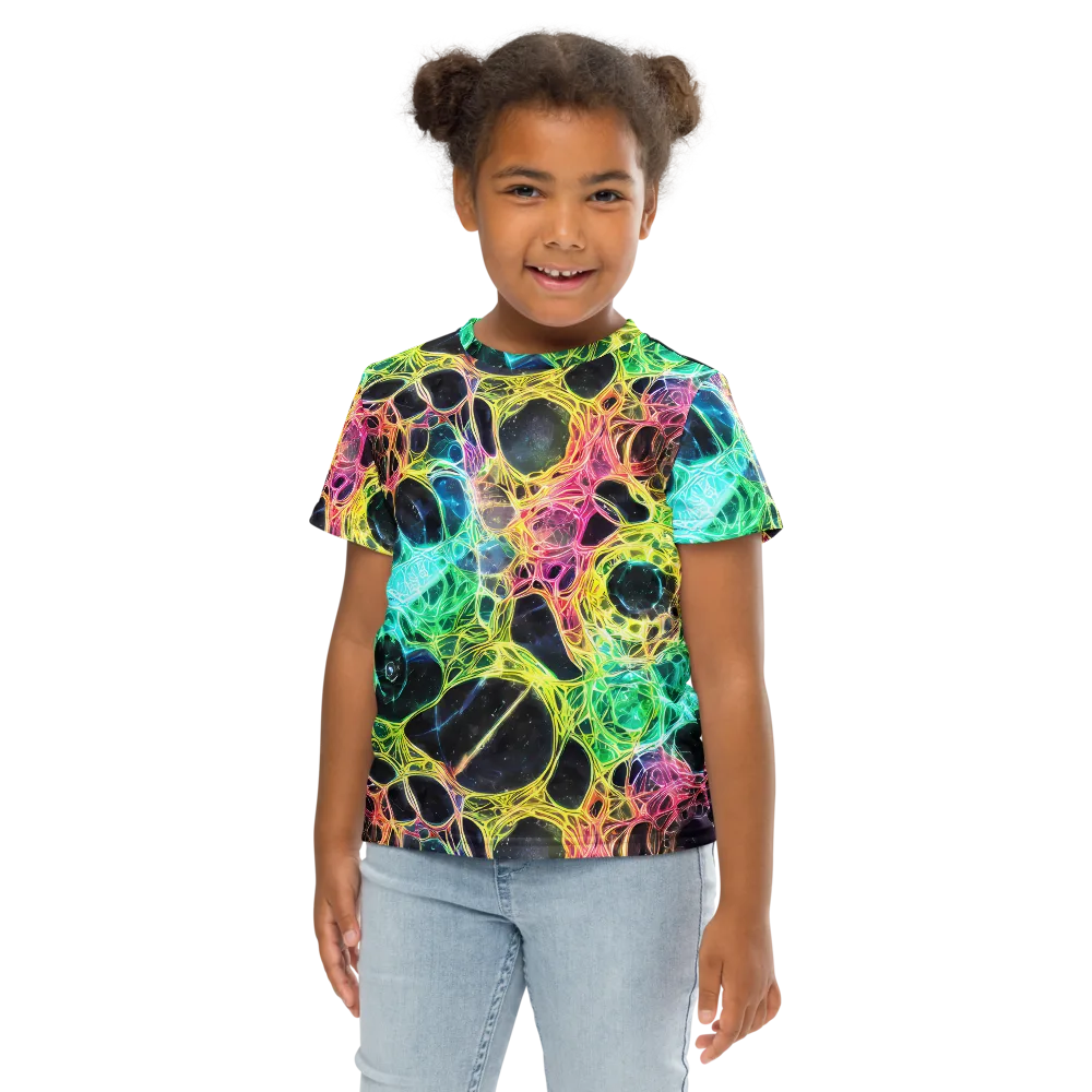 Neon Celestial Web on Kids Crew Neck T-Shirt — Front