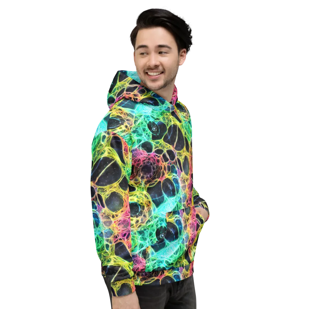 Neon Celestial Web on Hoodie — Right