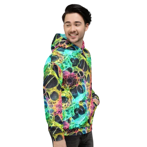 Neon Celestial Web on a Hoodie