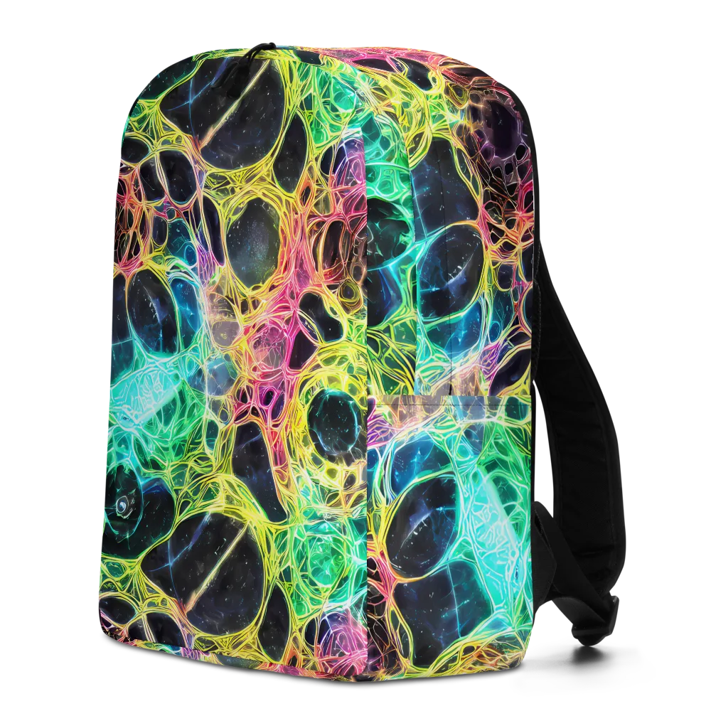 Neon Celestial Web on Minimalist Backpack — Left
