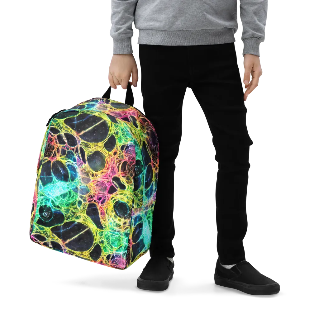 Neon Celestial Web on Minimalist Backpack — Zoomed-in