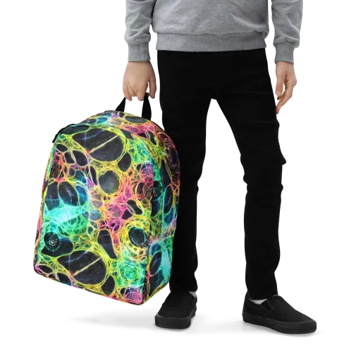 Neon Celestial Web on a Minimalist Backpack